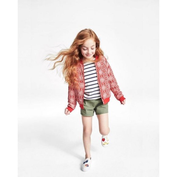 NWT JUNO VALENTINE BY JANIE & JACK CANDY RED BANDANA BOMBER JACKET SZ 6-12 - Picture 1 of 8